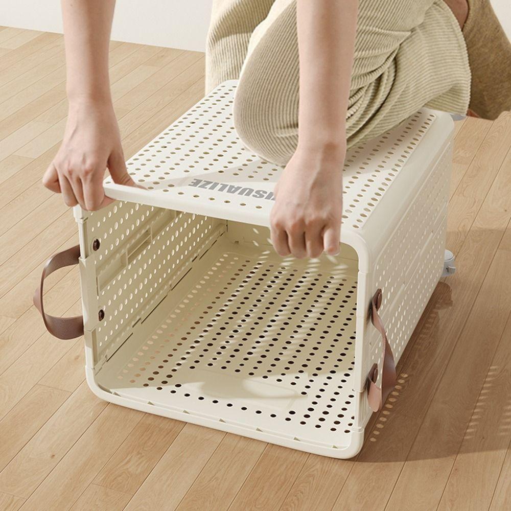 Plastic Narrow Seam Clothes Storage Baskets Space Saving Folding Dirty Clothes Basket  for Home Use