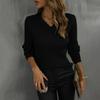 Ladies Fashion Sweater Solid Color V-Neck Lace Slim Fit Knitted Bottoming Shirt