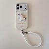 Apple iPhone 17 Leather Metal Horsehide Texture Case with Hand Strap, Compatible with iPhone 16 Soft Protective Case.