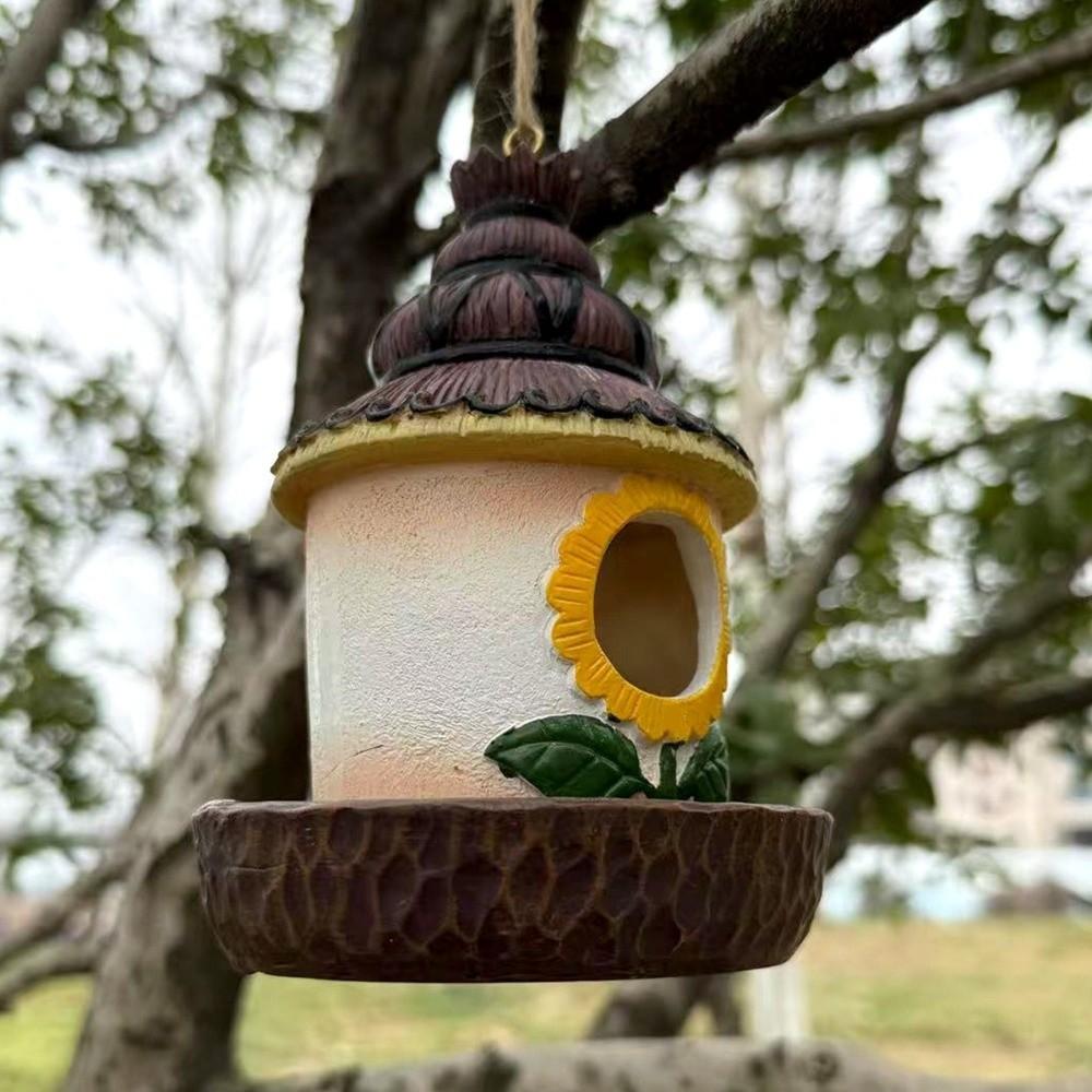 Weatherproof Wild Bird Nesting Box Ventilation Holes Feeder Hut Outdoor Bird House  Yard