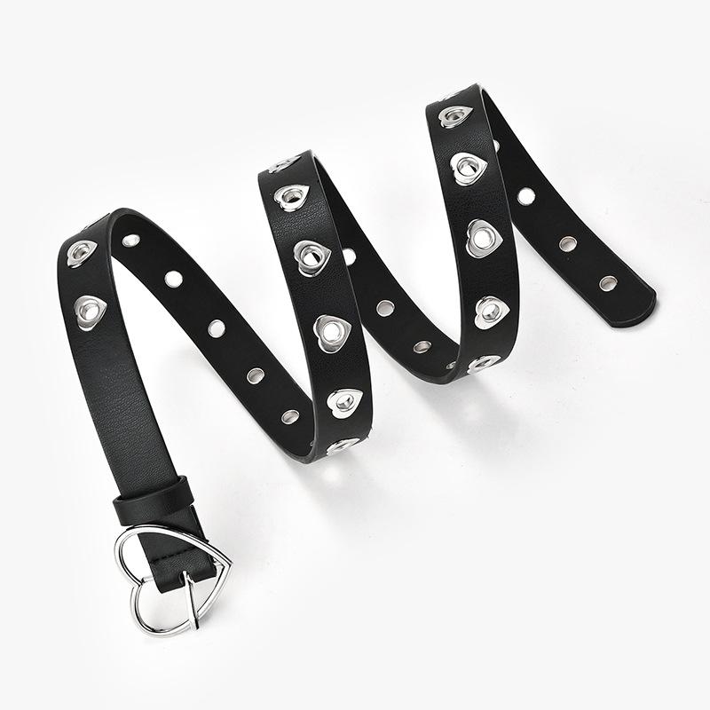 Punk Style High-end PU Leather Cardioid Pin Buckle Belt Women's Waist Straps for Jeans & Casual Wear Fashion Novelty Waistband