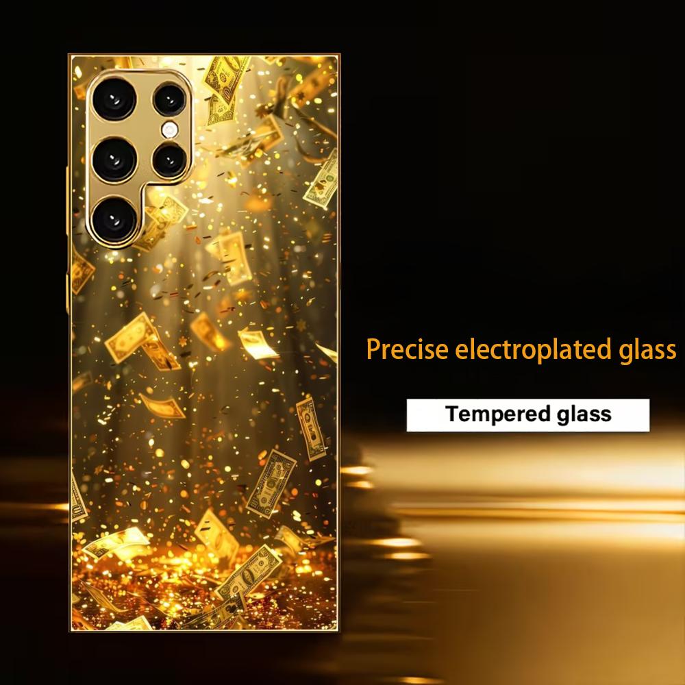 Reichhaltige Atmosphäre Einfachheit Hochwertige Galvanik Glas Handyhülle für Samsung Galaxy S26 S25 S24 S23 S22 S21 FE, Ultra, Plus