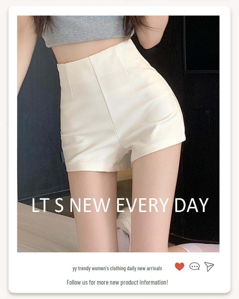 Pantaloni scurți de vară pentru femei, albi, cu talie înaltă, în A: Slim, Măsură strânsă, Anti-expunere, Perfect pentru mărimi mici