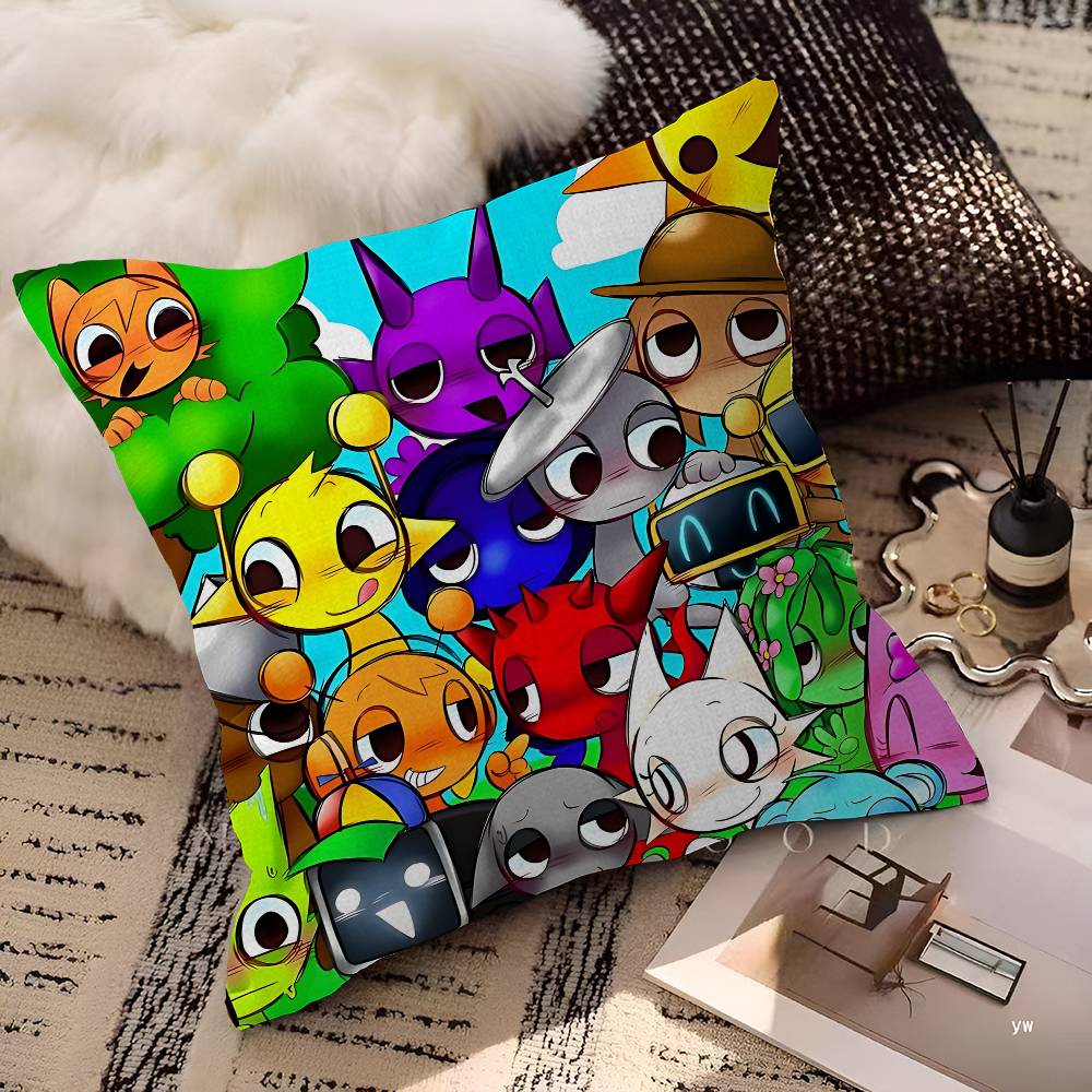 Cartoon S-Sprunki Pattern Cushion Cover Decorative Pillow Sofa Home Decor Case Pillow Cases