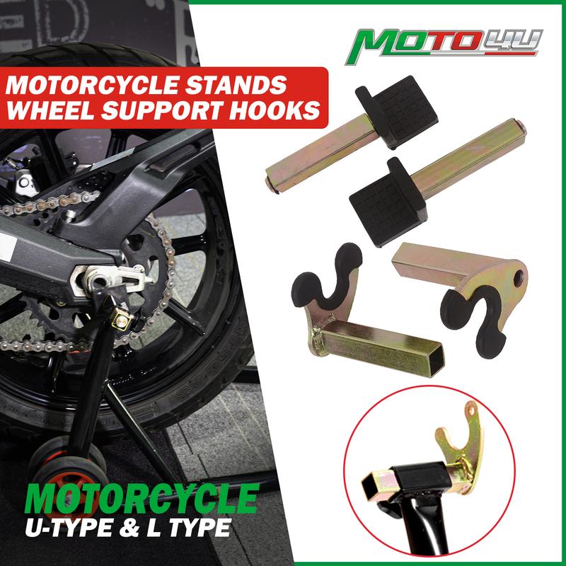 1 Pair Motorcycle Bike Stands Wheel Support Frame Stand Swing Arm Lift Tripod Hooks Hook Fork U-style & Rubber L Type