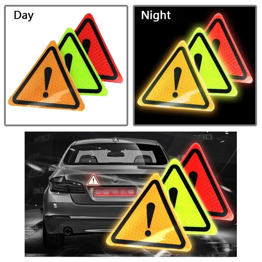 1pcs Car Reflective Stickers Automobile Motorcycle Scooter Body Decorative Triangle Warning Label Decal Accessories