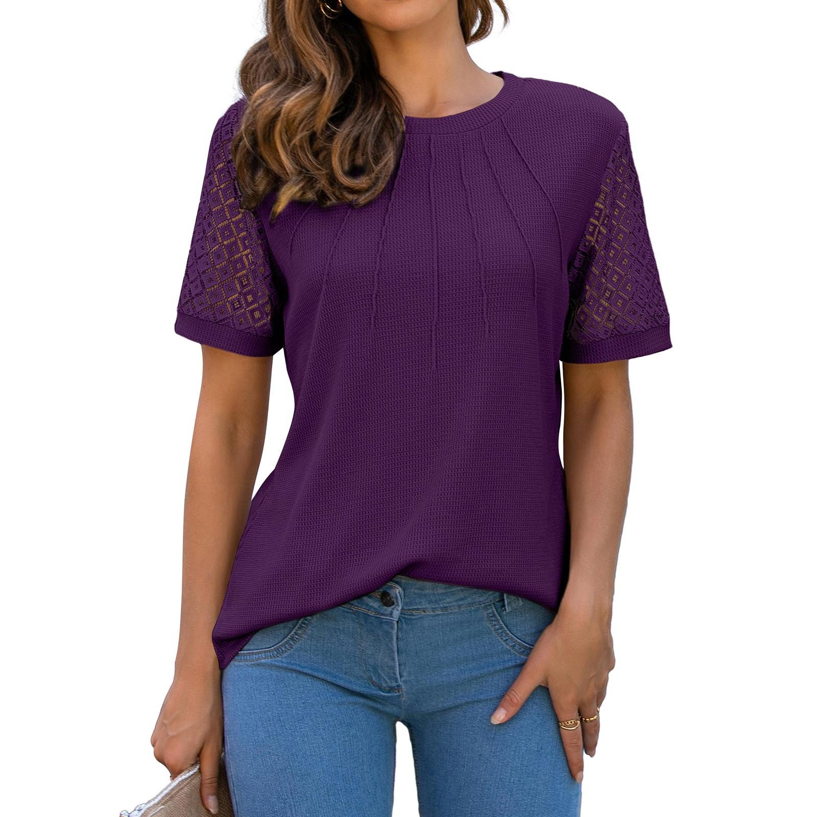 

Женские повседневные свободные рубашки модные топы футболки футболки M фиолетовый