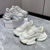 New 2024 Women Platform Shoes Crystal Thick-soled White Silver Shoes Shining Crystal Sneakers Trend Casual Sneakers