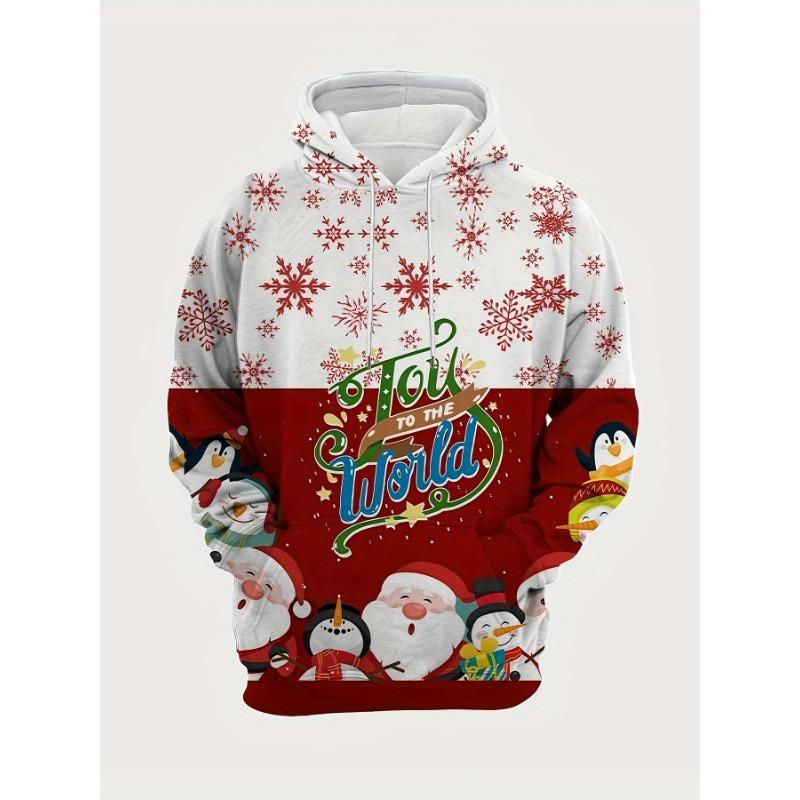 2024 Cartoon Christmas Elk Print Sweatshirts For Men New Year Party Clothes Fashion Trend X'mas Hooded Shirt Autumn Pullover