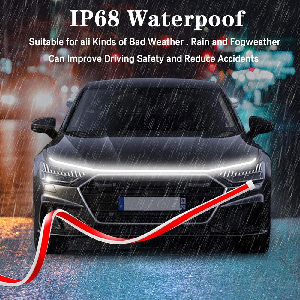 12V Super Bright Led Car Hood Daytime Running Light Strip Scan Lighting Decoration Auto Ambient Neon Lamp Atmosphere Backlight