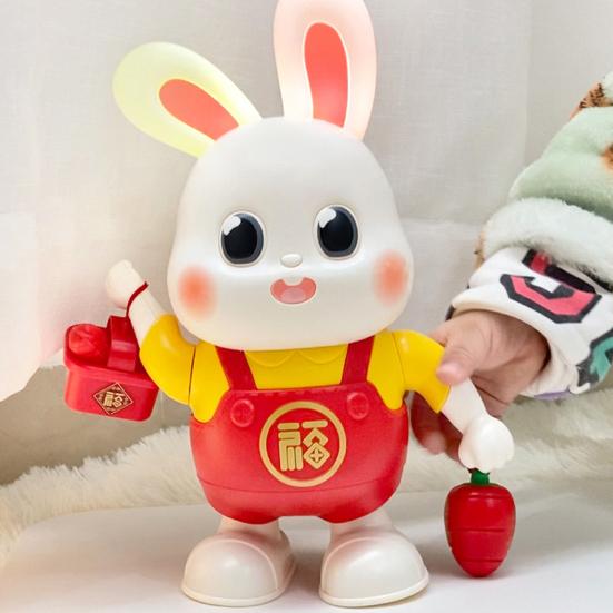 Electric Dancing Rabbit Toy with LED Light Music Toddlers Easter Bunny Walking Toy Boys Girls Tummy Time Interactive Crawling Animal Toy