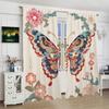 2Pcs- Vintage Butterfly - Printed Curtains -100% Polyester for Bedroom Curtains and Living Room Decor.