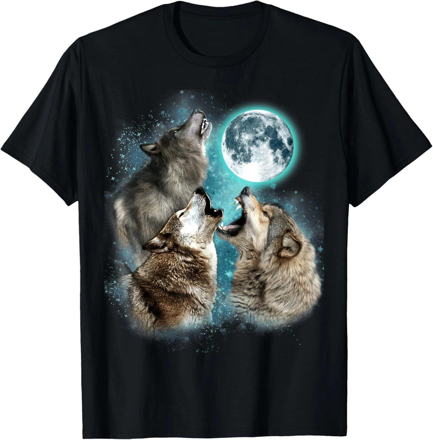 3 Wolf Moon Howling Wolf Head Funny Wolves Cool Funny Unisex T-Shirt XXL