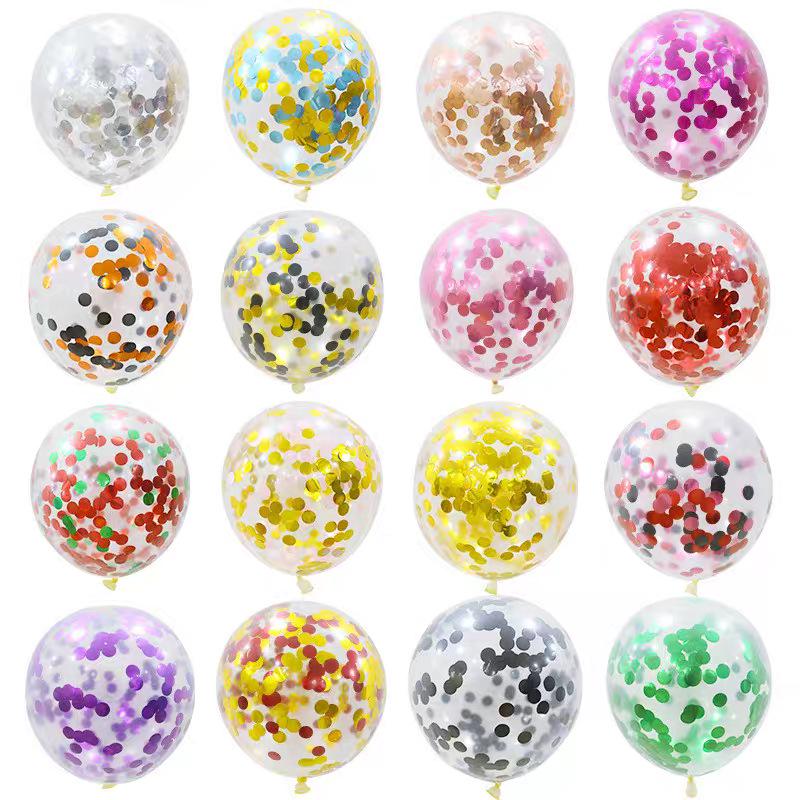 12" Transparent Sequin Balloon with Confetti - Colored Balloon for Christmas Party Decor