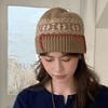 Woolen Knitted Pullover Hat Coldproof Beanies Cap Ethnic Style Jacquard Woolen Hat  Girls