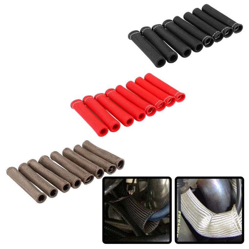 8 PCS Heat Shield Sleeves for Spark Wire 2500 Degree Heat Protection Spark Boot Wrap 6 3 Inch for Hot Rod Vehicles