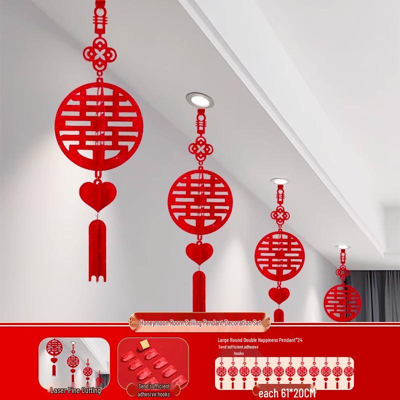 3D Doppel-Glück Hochzeitslaternen zur Dekoration - Hängende Ornamente für Hochzeitszimmer, Wohnzimmerdecke, Seite von Braut & Bräutigam.