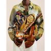 2024 New Men's 3D Art Painting Fashion Print Single Breasted Long Sleeve Shirt Casual Shirt Men's Loose Lapel Long Sleeve