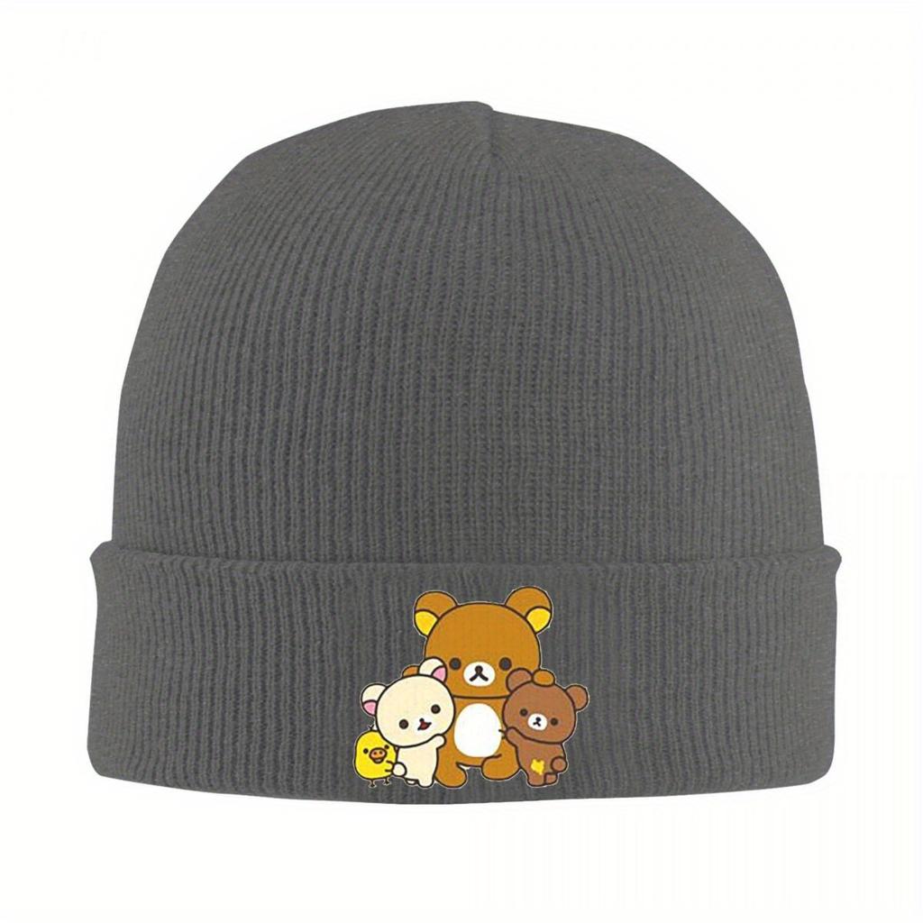 Rilakkuma Korilakkuma Bonnet Hats Beanie Hats Pattern Skullies Beanies Winter Casual Men Women Outdoor Thermal Elastic Cap