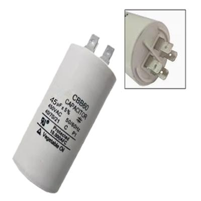 CBB60 450V Plug-in Capacitor 5UF 6UF 8UF 10UF 15UF 20UF 25UF 30UF 50UF 60 70 80 100UF Washer Pump Capacitance of the Insert