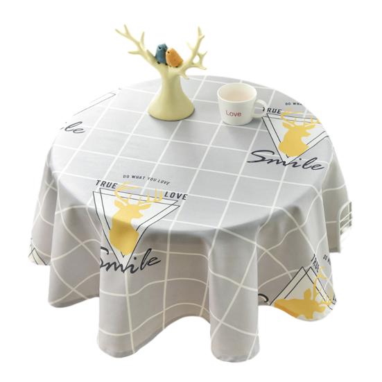 Tablecloth Nordic Style Plaid Print Round Shape Tablecloth Wrinkle Resistant Spill Proof Smooth Winter Table Cover Home Decor