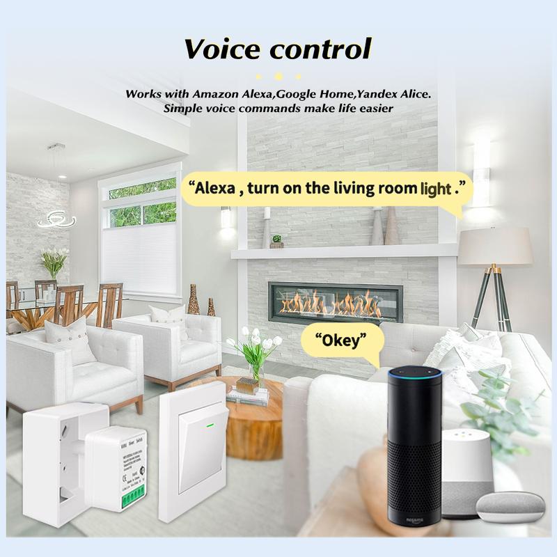 16A Mini Home Automation Modules Wifi Smart Switch Smart Home DIY Light Switches Module 2-way Control Work with Tuya Smart Life Alexa Google Home