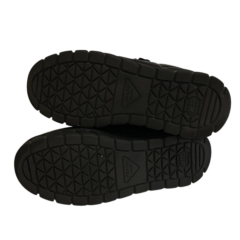 Prada 1E136N Triangle Logo, Triangle, Lace-up, Platform Sole Leather Downtown Sneakers Black Leather Women Used