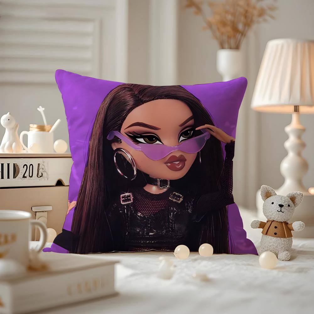 BBratzZ Fashion mMask gGirl Cushion Cover Antidustmite Pillowcase Invisible Zipper Silky Short Plush Sofa Cushion Cover