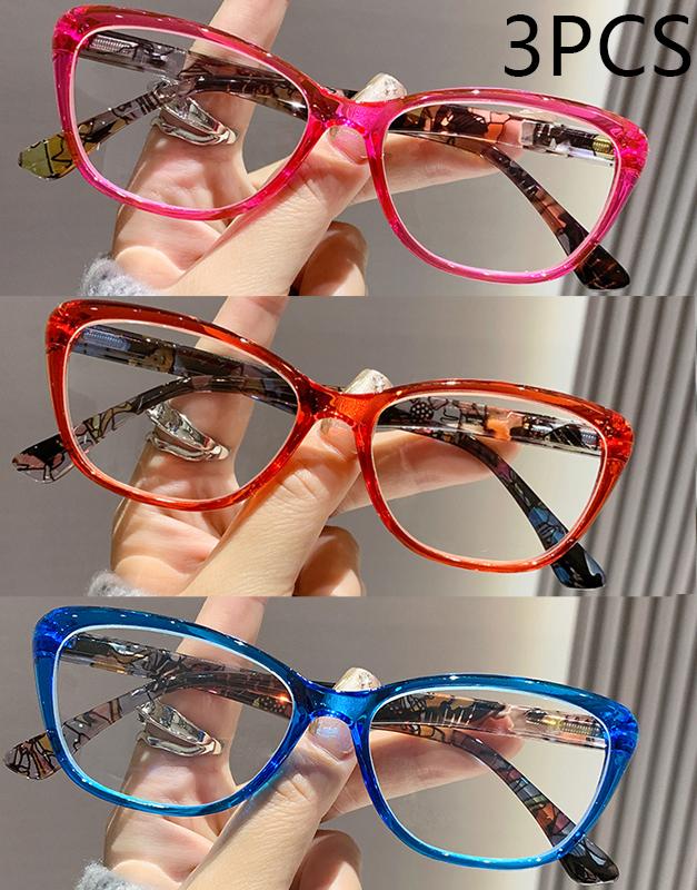 1/2/3PCS New Colored Frame Reading Glasses For Women Comfortable Trendy Full Frame 2105
