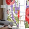 Lavendel- und Mohnblumen-Tüllvorhänge für Wohnzimmer, Schlafzimmer, Küchendekoration, Voile-Organza-Vorhänge