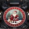 Santa Claus Christmas Round Rug,Rustic Xmas Decoration with Holiday Flowers,Non-Slip New Year Gift Mat  Living Room Home Decor