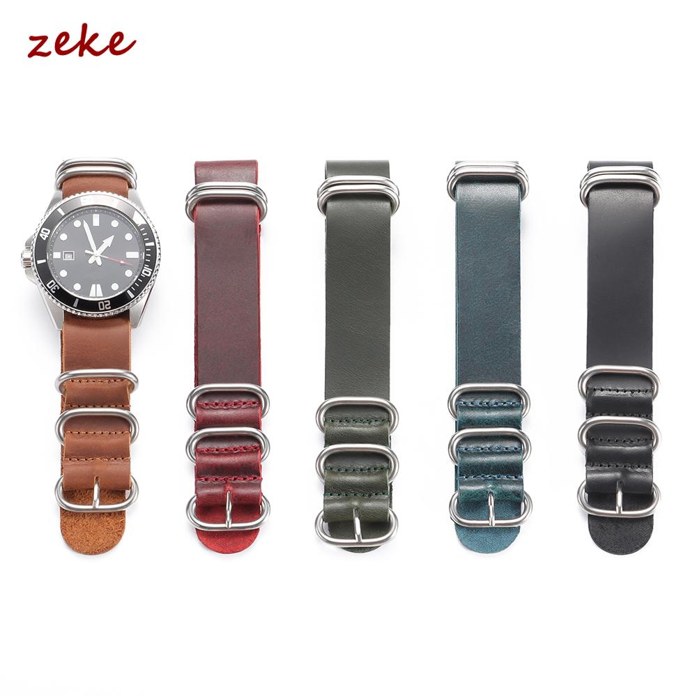 Vintage originální kožený řemínek na hodinky 18mm 20mm 22mm Ručně vyráběný olejovaný voskovaný hovězí kožený řemínek na hodinky pro muže ženy Kovová přezka s kroužkem Náramek