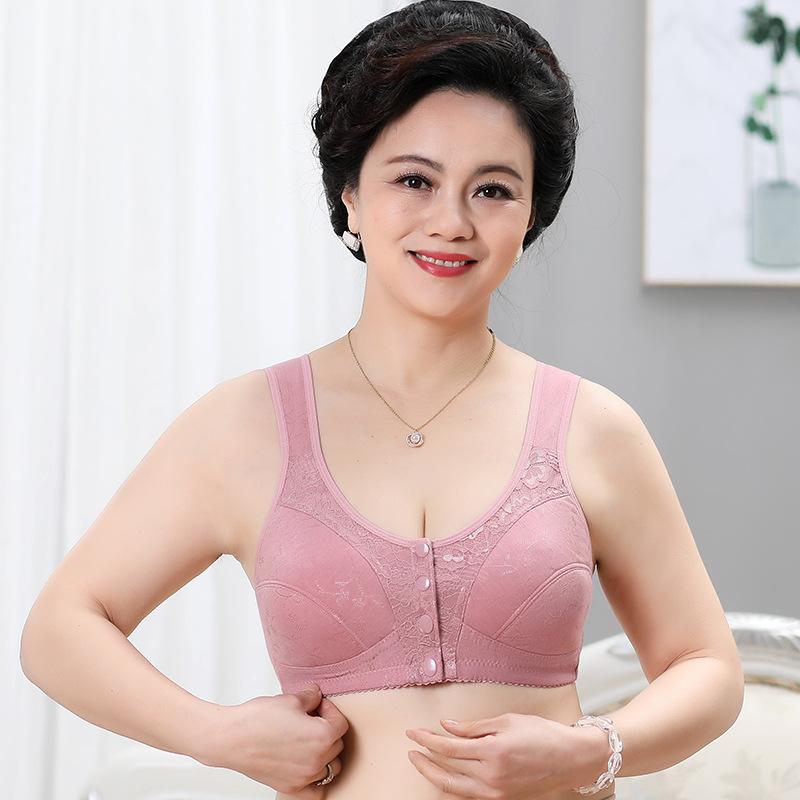 Bra Large Cup Thin Cotton Cotton Vest Middle-aged Side Anti-dew Point Full Cover Large Size Bra