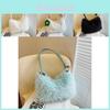 Chic Vintage Plush Handbag For Women Stylish Simple Shoulder Bag In Black White Pink