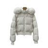 Womens Short Winter Down Coat With Detachable Faux Fur Collar Slim Fit Warm Puffer Jacket Small Stature