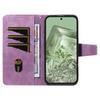 For Google Pixel 8a Leather Case Wallet Stand Grids Imprinted Phone Cover with Strap