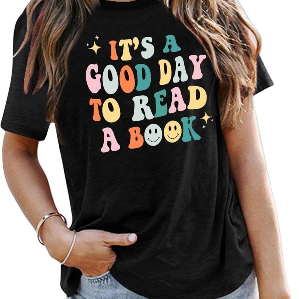 Magliette per Amanti dei Libri da Donna È una Bella Giornata per Leggere un Libro Divertente Stampa Grafica Maglietta da Insegnante Top Maglietta da Lettore