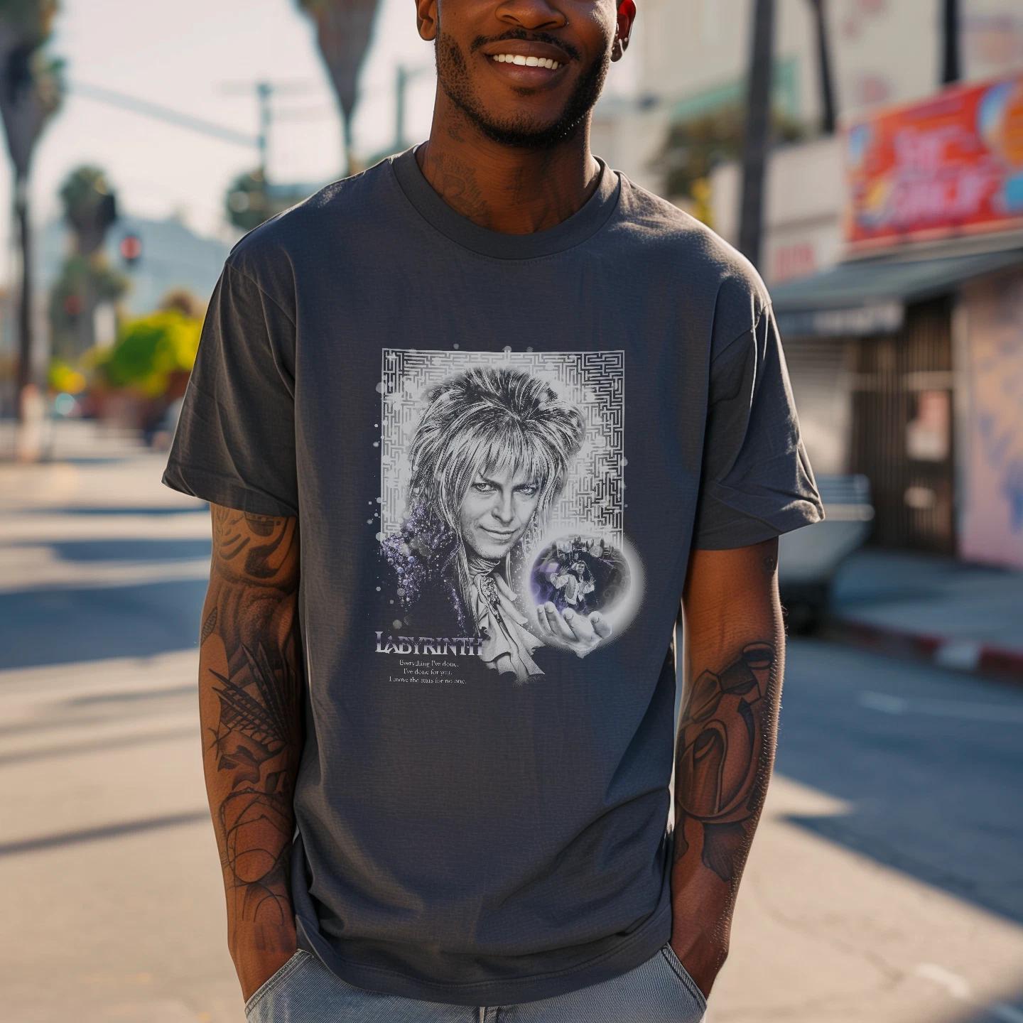 Labyrinth T shirt, David Bowie Tee, 80s Fantasy Film, Jim Henson Cult Classic L