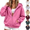 Unisex Color Zip-Up Lined Hoodie Sweatshirt for Couples