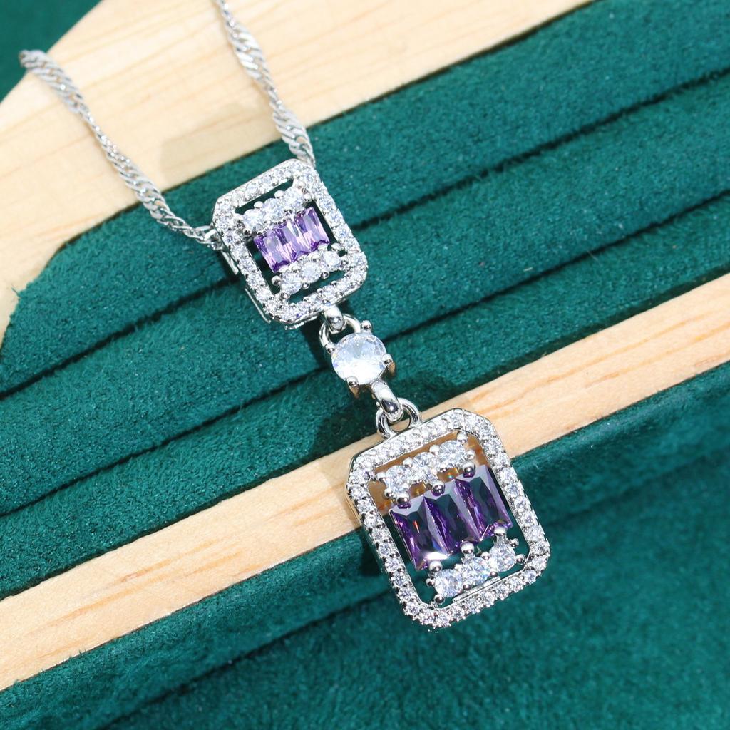 Jewelry Europe and The United States Hot Anti Allergic Zircon Necklace Earring Ring Jewelry Set