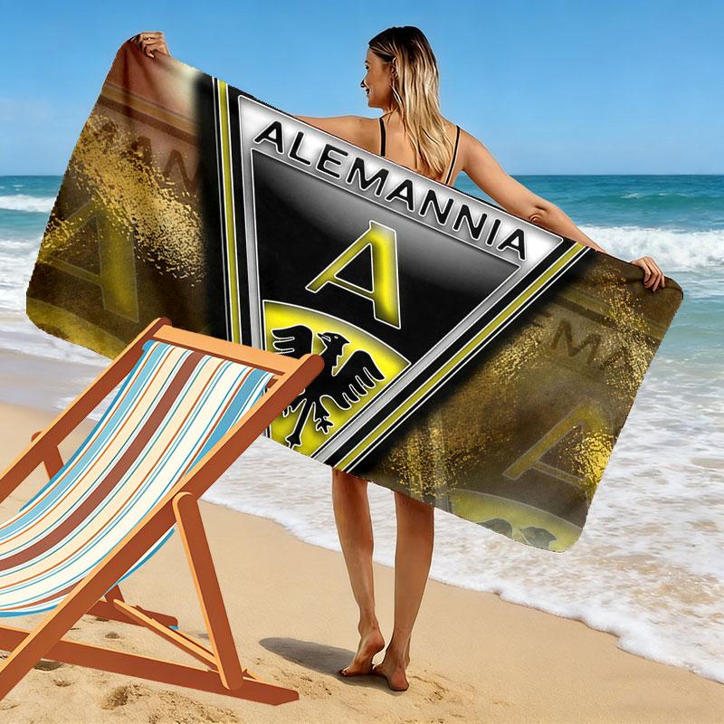 Ręcznik Plażowy z Nadrukiem Alemannia Aachen, Duży Miękki Szybkoschnący Ręcznik na Plażę Kemping Pływanie