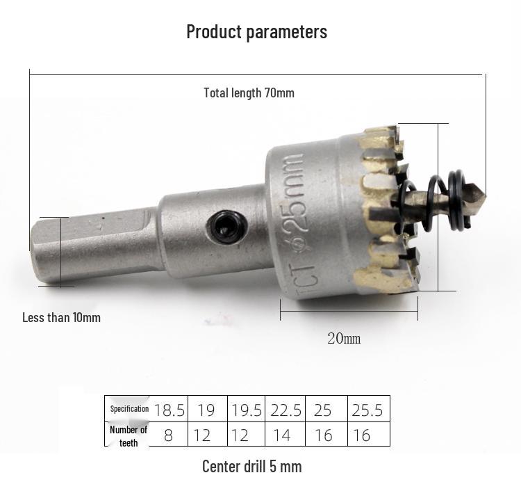 Multi-tooth Stainless Steel Alloy Drill Bit for Round Pipe Holes (19.5, 22, 25, 32)