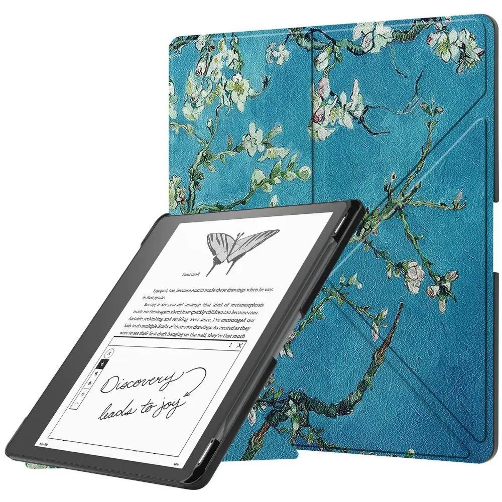 For Kindle Scribe 2024 Case 10.2 Inch PU Leather Multi-folding Stand Smart Auto Wake Sleep Ebook Cover Funda with Pencil Holder