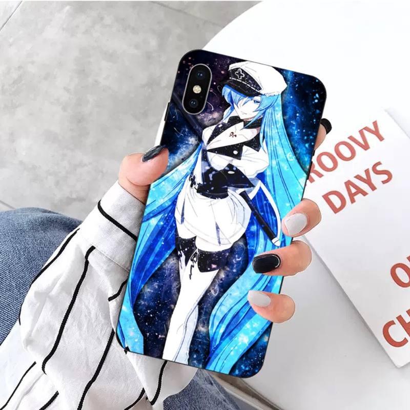 Akame Ga Kill Esdeath Telefonhülle für iPhone 14 13 12 11 XS X 8 7 6 Plus Mini Pro Max SE 2022 Weiche schwarze Telefonhülle