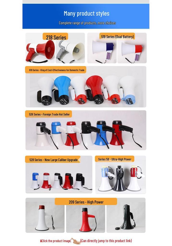 Portable Bluetooth Megaphone with Dual-Chamber Lithium Battery - Rechargeable Handheld Speaker for Outdoor Promotions.