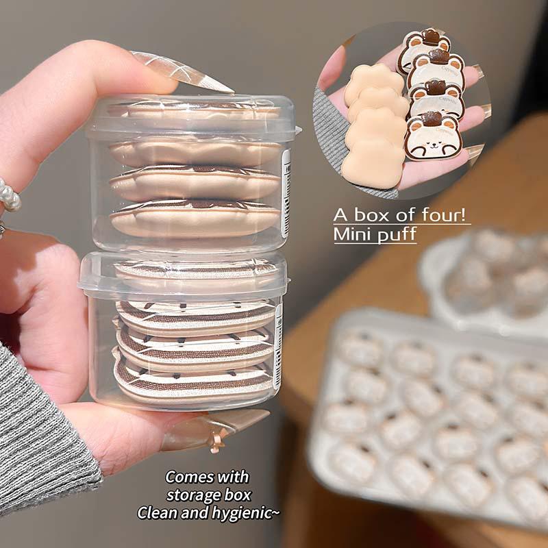 Set di 4 Mini Puff per Trucco per Dita Uso Doppio Asciutto e Bagnato Spugne Morbide per Fondotinta Cushion Applicatore Cosmetico Strumenti per Trucco
