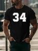 Unisex T-Shirt Klassischer Sport Nummer 34 Trikot Ziffer Grafikdruck Rundhalsausschnitt Kurze Ärmel Sommerlich Lässig Herren Baumwolle Streetwear Top