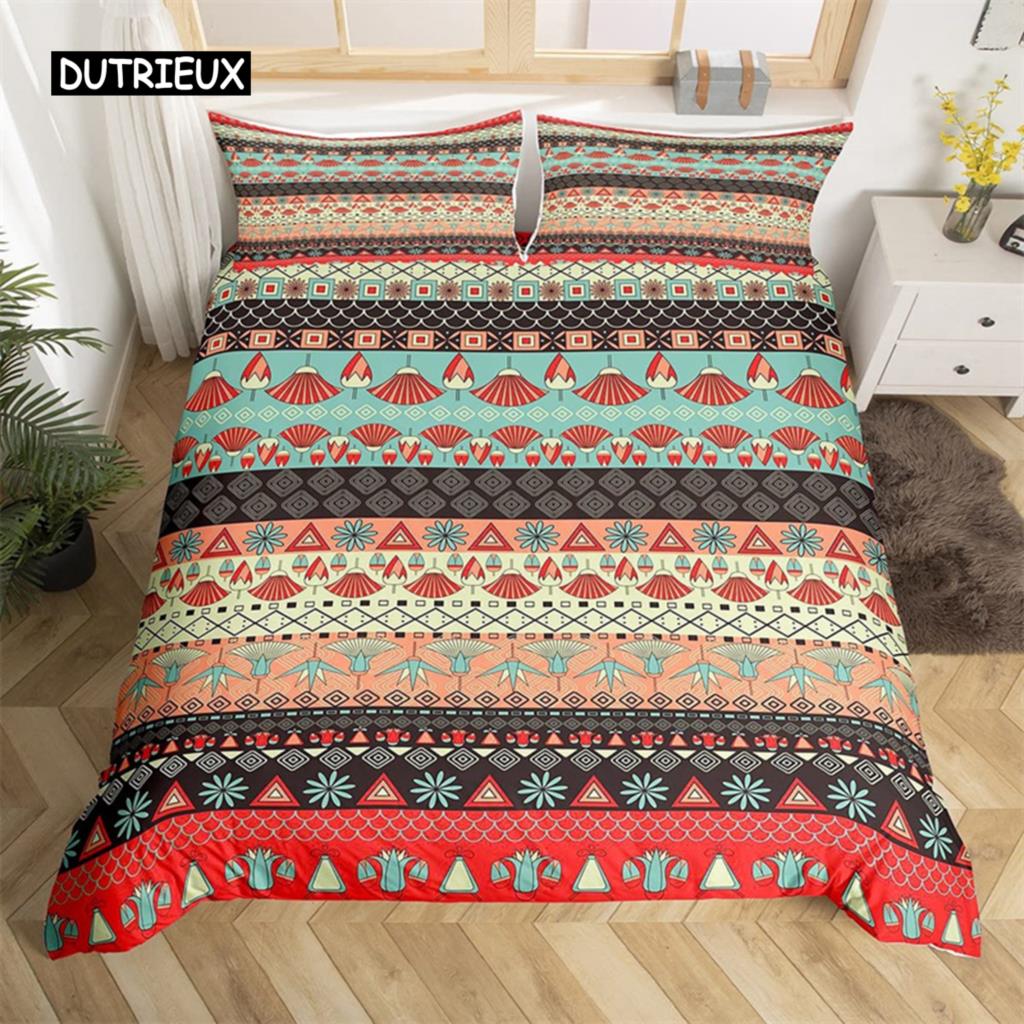 Bohemian Floral Duvet Cover Paisley Mandala Comforter Cover Microfiber Geometry Aztec Mexican Style Bedding Set Twin Queen Size