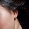 Round Earrings Fashionable Alloy Single Hoop Row Rhinestones for Banquet Rhinestone