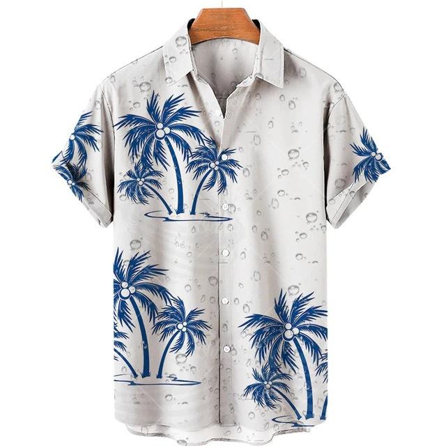 Chemise à Manches Courtes Imprimé Plage Tropicale, Idéale pour les Vacances d'Été